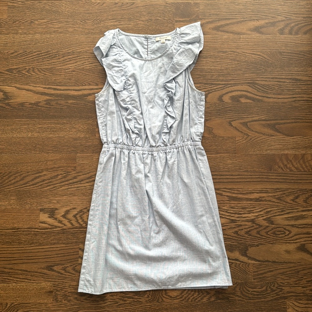 MADEWELL chambray blue womens ruffle Dress Size 0